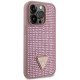 Guess iPhone 14 Pro Case Rhinestone Triangle, Pink