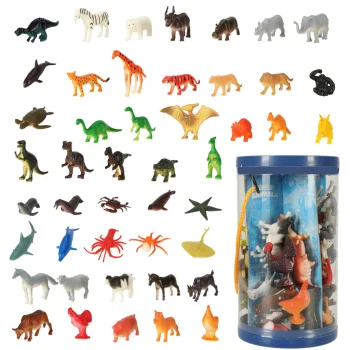Ikonka Animal Figures Set (Sea, Wild, Farm, Dinosaurs), 48 pcs