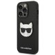 Karl Lagerfeld vāciņš iPhone 14 Pro Saffiano Choupette Head Patch Melns
