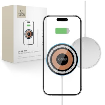 Tech-Protect QI15W-A30 MagSafe Inductive Charger with USB-C Cable - Silver