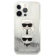 Karl Lagerfeld iPhone 13 / 13 Pro Case Liquid Glitter Karl & Choupette, Silver