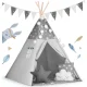 Tent Tipi for Children with Light Garland Nukido, Gray stars