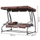MultiGarden 3-Seater 2-in-1 Garden Swing with Cushions, Brown