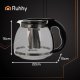 Ruhhy 26066 Glass Teapot with Infuser, 2L, Transparent/Black