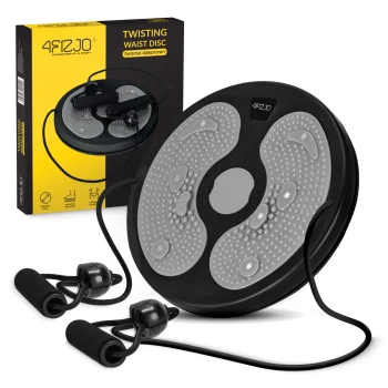 4Fizjo Mini Rotary Twister Board with Resistance Bands, Grey/Black