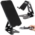 Metal phone and tablet stand with adjustable angle, black