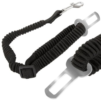 Adjustable Dog Car Seat Belt, Elastic Bungee Safety Leash, Black