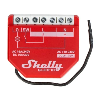 Shelly Qubino Wave1PM Smart Controller, 1-channel, Z-Wave, Red