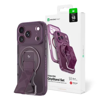 AmazingThing Titan Pro Lens Stand Set Case for iPhone 18 Pro with Magnetic Stand, MagSafe - Purple