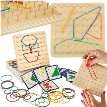 Geoboard Wooden Educational Toy with Rubber Bands
