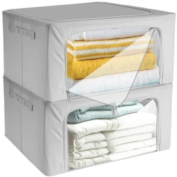 Foldable Storage Organiser Boxes with Frame 2 Pack Ruhhy 22930, 40x30x20 cm, Grey