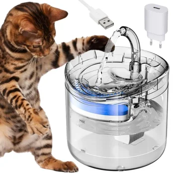 Automatic Pet Water Fountain for Cats and Dogs, 1.8L, Transparent