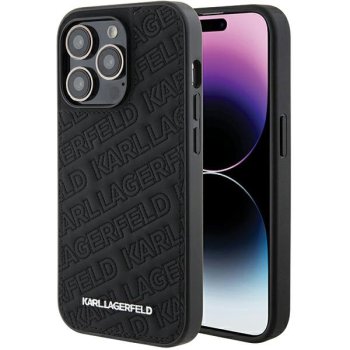 Karl Lagerfeld Quilted K Pattern Case for iPhone 15 Pro, Black