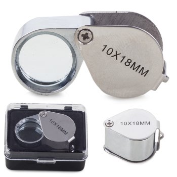 Folding Jeweler's Loupe 10x 16mm Pocket Magnifier, Silver