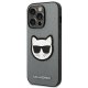 Karl Lagerfeld Saffiano Choupette Head Patch Case for iPhone 14 Pro Max - Silver