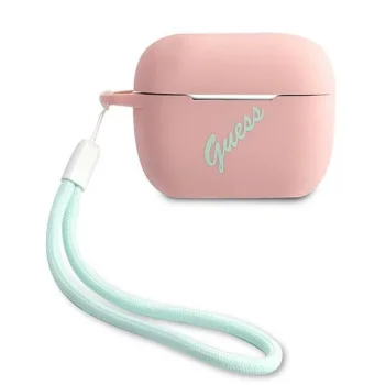 Guess GUACAPLSVSPG Silicone Vintage Case for Apple AirPods Pro, Pink/Green
