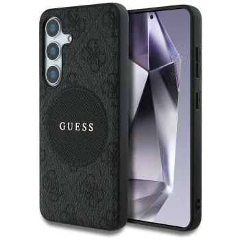 Guess 4G Round Patch Classic Logo MagSafe Case for Samsung Galaxy S25 Plus Black