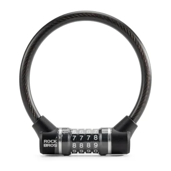 Rockbros 32120007001 Bicycle Code Lock with Steel Cable, Black