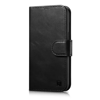 iCarer Oil Wax 2-in-1 Leather Wallet Case for iPhone 14 Plus with Anti-RFID, Black (WMI14220723-BK)