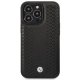 BMW iPhone 14 Pro Case Leather Diamond Pattern, Black