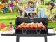 Large Portable Charcoal BBQ Grill with Adjustable Grate and Shelves