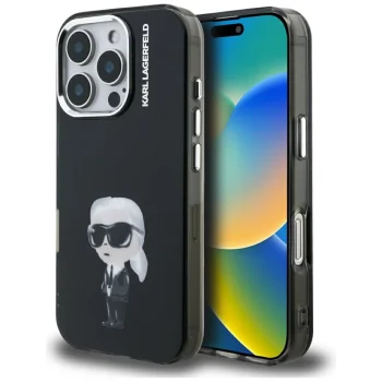 Dėklas Karl Lagerfeld IML Aquarelle Karl & Logo MagSafe, skirtas iPhone 16 Pro, juodas