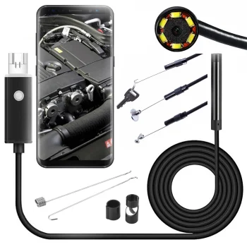 Smartphone Waterproof Borescope Endoscope Inspection Camera - 10m, USB, MicroUSB