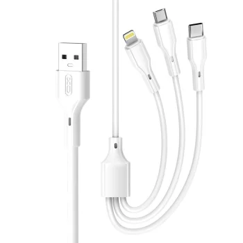 XO NB230 3-in-1 Cable USB to USB-C / microUSB / Lightning 1.0m, White