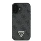 Guess iPhone 16 Case Leather Metal Logo Strass Crossbody, Black