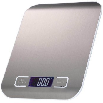 Elektroniskie virtuves svari 5kg/1g ar LCD displeju, nerūsējošais tērauds