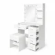ModernHome Vanity Table with LED Mirror, 5 Drawers and Stool