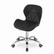 Swivel Office Desk Chair with Wide Backrest, Faux Leather, Black