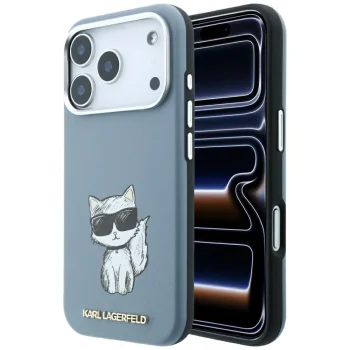 Karl Lagerfeld Smooth Choupette Sketch MagSafe Case for iPhone 18 Pro Max / 17 Pro Max, Light Blue