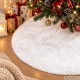 Christmas Tree Skirt, Round Faux Fur Mat, 90 cm, White