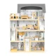 ECOTOYS Wooden Dollhouse with 18-Piece Furniture Set and 4 Dolls