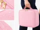 Makeup Case with LED Lighted Mirror, Travel Cosmetic Organizer for Women, Pink