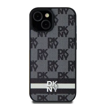 DKNY Samsung Galaxy S24 Ultra Case Leather Checkered Mono Pattern, Black