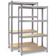 Plonos PL-702 metāla noliktavas plauktu komplekts, 2 gab., 180x90x40 cm, sudraba