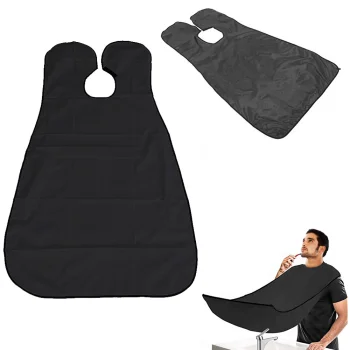 Beard Shaving and Trimming Apron with Suction Cups, Black