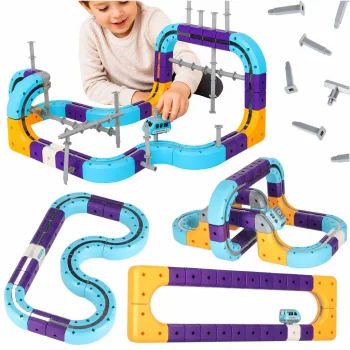 Magnetic Construction Racing Track with Car (87 Pieces)