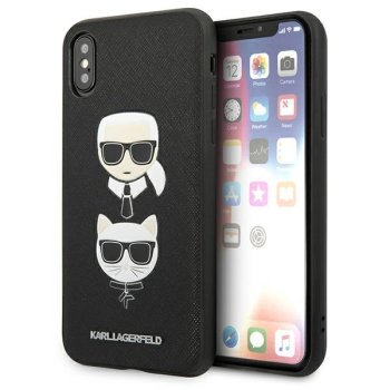 Apple iPhone X / Xs 10 5.8" Karl Lagerfeld Saffiano Karl&Choupette Head Case Cover, Black