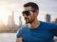 Smart AI Glasses with 2K Camera Bluetooth Headset and Mic, Black