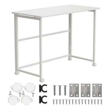 Maclean Folding Desk, White, Mobile, 100x50cm