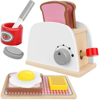 Kruzzel Wooden Toy Toaster with Accessories