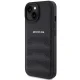 Mercedes iPhone 15 Plus / 14 Plus Case AMG Leather Debossed Lines, Black