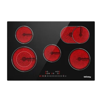 IsEasy LT5-04 Built-in Ceramic Electric Cooktop, 5 Zones, 77x52 cm