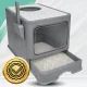 Large Enclosed Cat Litter Box with Drawer and Scoop, Foldable, Grey