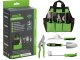 DIVODV Garden Tool Set with Bag, 4 pcs, Black/Green