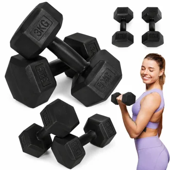 Hex Dumbbells Set MOVEPRO 2x3 kg, Fitness Weights, Black