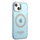 Guess Gold Outline Translucent MagSafe Case for iPhone 13 - Blue